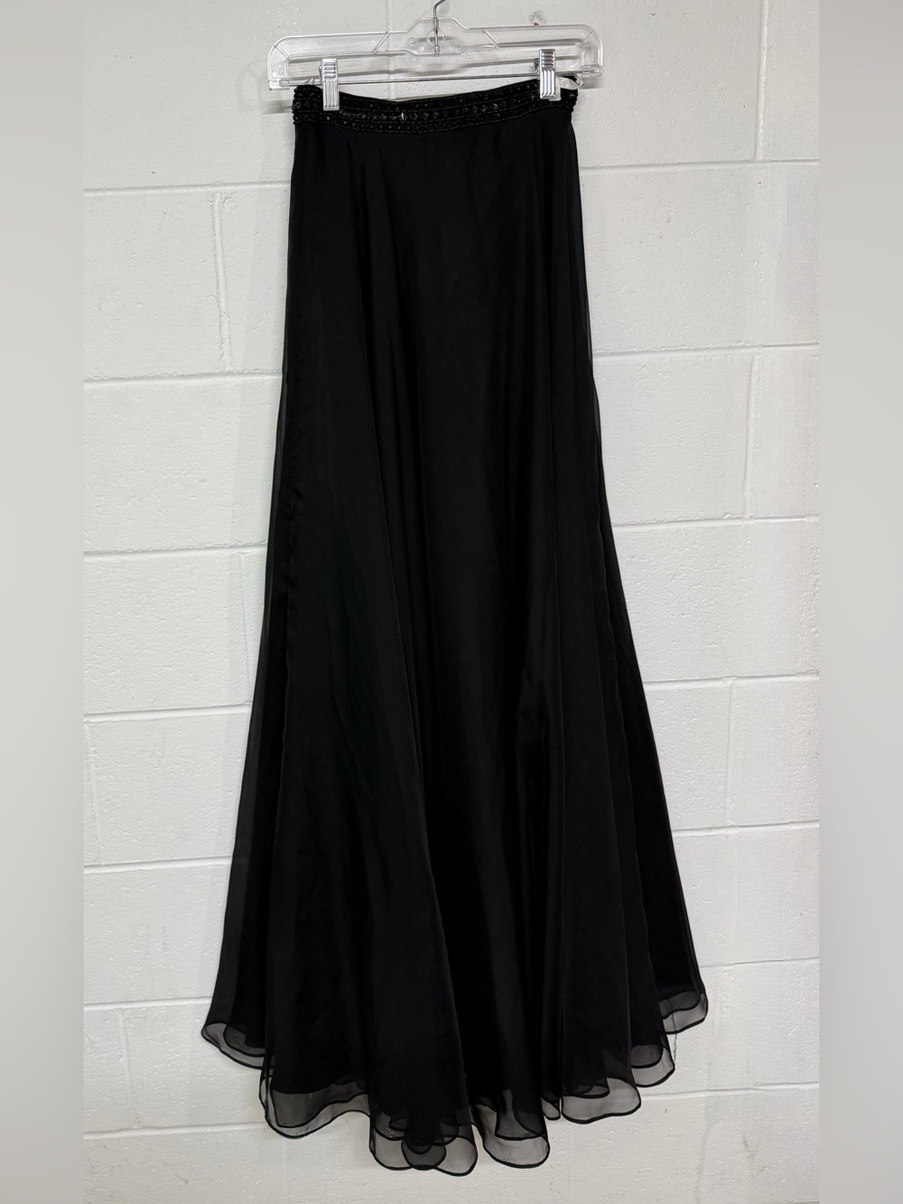 Sherri Hill Black Beaded Waist Maxi Skirt
